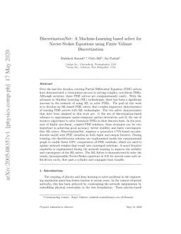 DiscretizationNet: A Machine-Learning based solver for Navier-Stokes
  Equations using Finite Volume Discretization