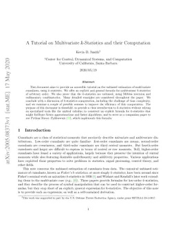 A Tutorial on Multivariate $k$-Statistics and their Computation