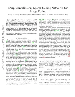 Deep Convolutional Sparse Coding Networks for Image Fusion