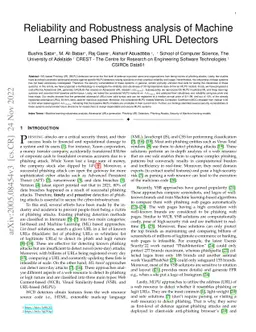 Reliability and Robustness analysis of Machine Learning based Phishing
  URL Detectors
