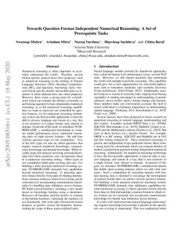 Towards Question Format Independent Numerical Reasoning: A Set of
  Prerequisite Tasks