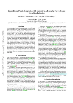 Unconditional Audio Generation with Generative Adversarial Networks and
  Cycle Regularization