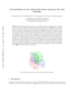 Universalization of any adversarial attack using very few test examples