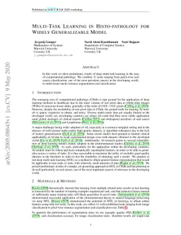 Multi-Task Learning in Histo-pathology for Widely Generalizable Model