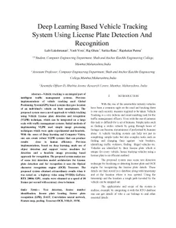 Deep Learning Based Vehicle Tracking System Using License Plate
  Detection And Recognition