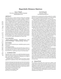 Hyperbolic Distance Matrices
