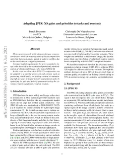 Adapting JPEG XS gains and priorities to tasks and contents