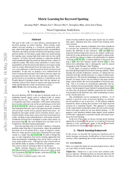 Metric Learning for Keyword Spotting