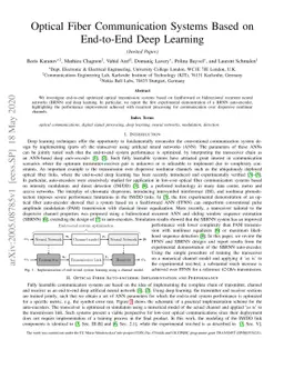 Optical Fiber Communication Systems Based on End-to-End Deep Learning