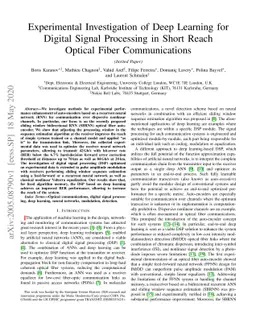 Experimental Investigation of Deep Learning for Digital Signal
  Processing in Short Reach Optical Fiber Communications
