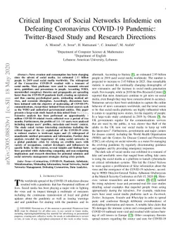 Critical Impact of Social Networks Infodemic on Defeating Coronavirus
  COVID-19 Pandemic: Twitter-Based Study and Research Directions