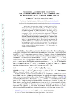 Necessary and sufficient conditions for asymptotically optimal linear
  prediction of random fields on compact metric spaces