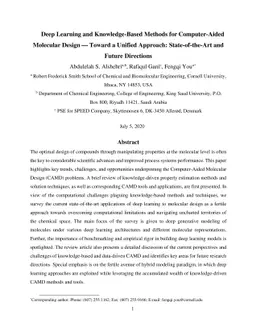 Deep Learning and Knowledge-Based Methods for Computer Aided Molecular
  Design -- Toward a Unified Approach: State-of-the-Art and Future Directions