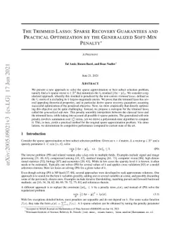The Trimmed Lasso: Sparse Recovery Guarantees and Practical Optimization
  by the Generalized Soft-Min Penalty