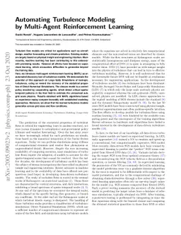 Automating Turbulence Modeling by Multi-Agent Reinforcement Learning