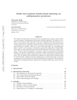 Stable and consistent density-based clustering via multiparameter persistence