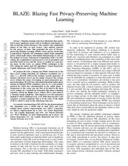 BLAZE: Blazing Fast Privacy-Preserving Machine Learning