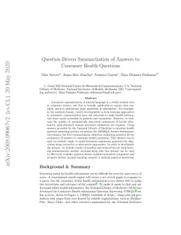 Question-Driven Summarization of Answers to Consumer Health Questions