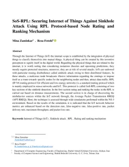 SoS-RPL: Securing Internet of Things Against Sinkhole Attack Using RPL
  Protocol-Based Node Rating and Ranking Mechanism