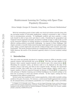 Reinforcement Learning for Caching with Space-Time Popularity Dynamics