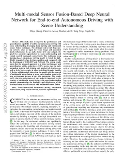 Multi-modal Sensor Fusion-Based Deep Neural Network for End-to-end
  Autonomous Driving with Scene Understanding