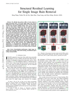 Structural Residual Learning for Single Image Rain Removal