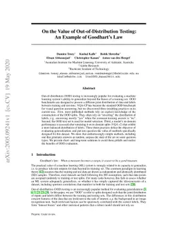 On the Value of Out-of-Distribution Testing: An Example of Goodhart's
  Law