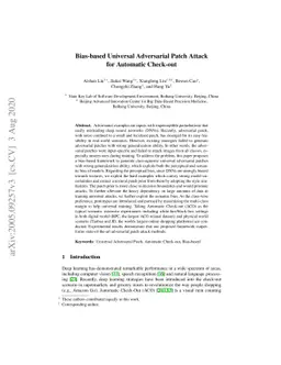 Bias-based Universal Adversarial Patch Attack for Automatic Check-out