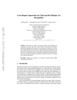 Cross-lingual Approaches for Task-specific Dialogue Act Recognition