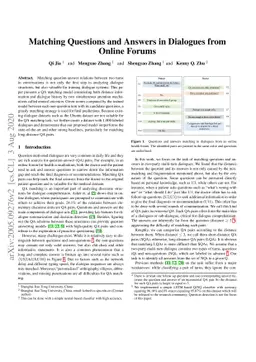 Matching Questions and Answers in Dialogues from Online Forums