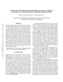 Distilling Knowledge from Ensembles of Acoustic Models for Joint
  CTC-Attention End-to-End Speech Recognition