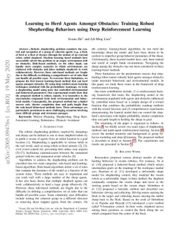 Learning to Herd Agents Amongst Obstacles: Training Robust Shepherding
  Behaviors using Deep Reinforcement Learning