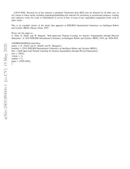 Self-supervised Transfer Learning for Instance Segmentation through
  Physical Interaction