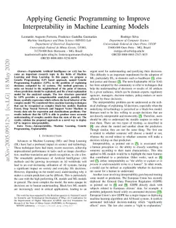 Applying Genetic Programming to Improve Interpretability in Machine
  Learning Models