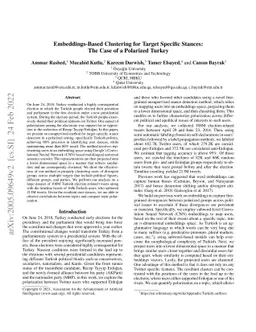 Embeddings-Based Clustering for Target Specific Stances: The Case of a
  Polarized Turkey