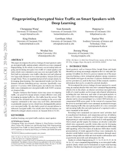 Fingerprinting Encrypted Voice Traffic on Smart Speakers with Deep
  Learning