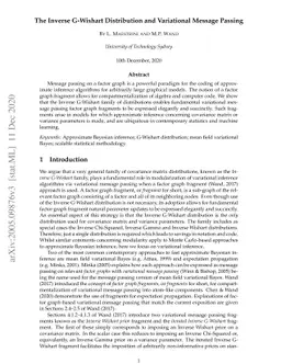 The Inverse G-Wishart Distribution and Variational Message Passing