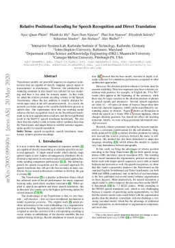 Relative Positional Encoding for Speech Recognition and Direct
  Translation