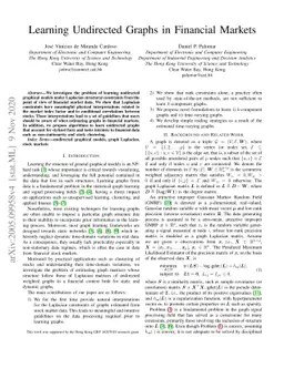 Learning Undirected Graphs in Financial Markets