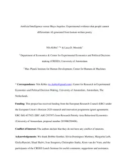Artificial Intelligence versus Maya Angelou: Experimental evidence that
  people cannot differentiate AI-generated from human-written poetry