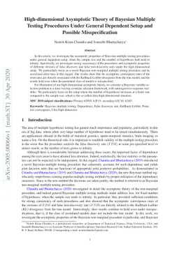 High-dimensional Asymptotic Theory of Bayesian Multiple Testing
  Procedures Under General Dependent Setup and Possible Misspecification