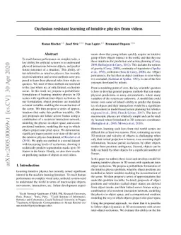 Occlusion resistant learning of intuitive physics from videos
