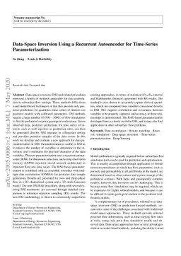 Data-Space Inversion Using a Recurrent Autoencoder for Time-Series
  Parameterization