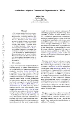 Attribution Analysis of Grammatical Dependencies in LSTMs