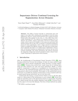 Importance Driven Continual Learning for Segmentation Across Domains