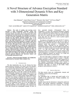 A Novel Structure of Advance Encryption Standard with 3-Dimensional
  Dynamic S-box and Key Generation Matrix