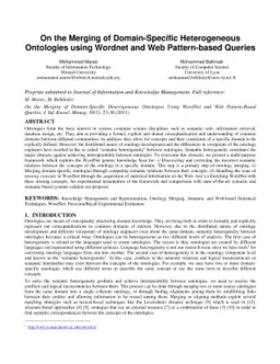 On the Merging of Domain-Specific Heterogeneous Ontologies using Wordnet
  and Web Pattern-based Queries