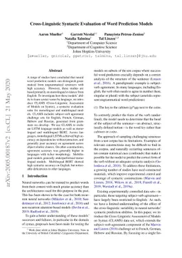 Cross-Linguistic Syntactic Evaluation of Word Prediction Models