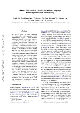 HERO: Hierarchical Encoder for Video+Language Omni-representation
  Pre-training