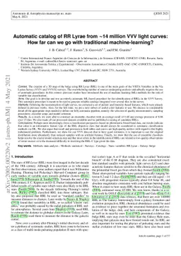 Automatic Catalog of RRLyrae from $\sim$ 14 million VVV Light Curves:
  How far can we go with traditional machine-learning?